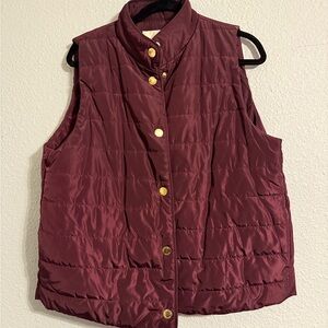 Michael Kors Burgundy Vest with Gold Buttons